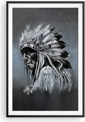 Produktbild von Gerahmtes Poster - Schwarzer Rahmen - Inder Feder Mann - 61x91,5 cm - Wand Bild - Wanddeko - Wandbilder - Kunstposter - Wandposter - Bilderrahmen - Bilder - Kunstdruck Wanddekoration - P2BPA61x91-4914