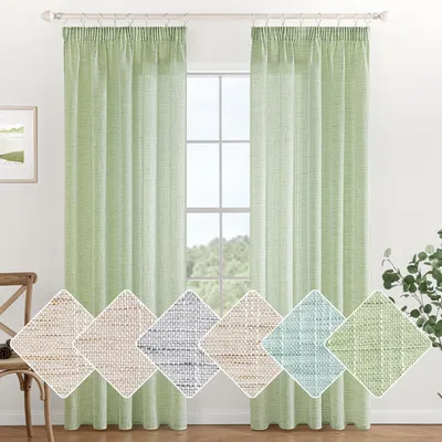 Productafbeelding van Linnengoed met ruches, Wit, Linnelook, Modern Voile gordijnen