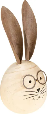 Produktbild von Dekorativer Osterhase aus Holz mit Metall-Details für stilvolle Frühlingsdeko, 2 Stück