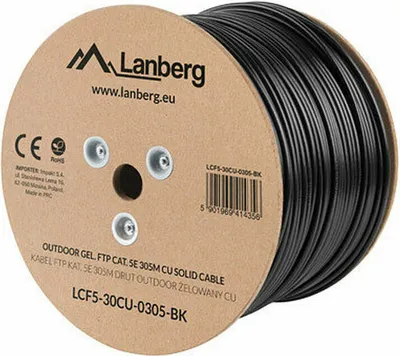 Produktbild von LANBERG LAN-Ethernet-Outdoor-Netzwerkkabel 305m FTP CAT5e CU