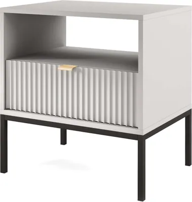 Produktbild von FURNLUX Nachttisch Avon Grau 54cm / Hauptfarbe: Grau / Abmessungen: 54 x 56 x 39 cm