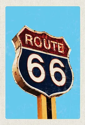 Produktbild von vianmo Holzschild 30x20 cm Amerika Route 66 Tankstelle Straße Bildmotiv Reisemotiv USA