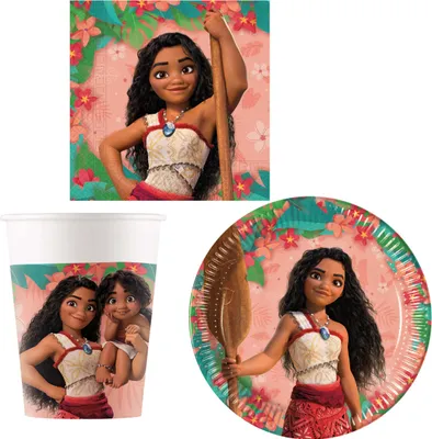 Immagine prodotto di Vaiana decorazione per feste di compleanno per bambini set festa a tema, decorazione tavola 52 pz.