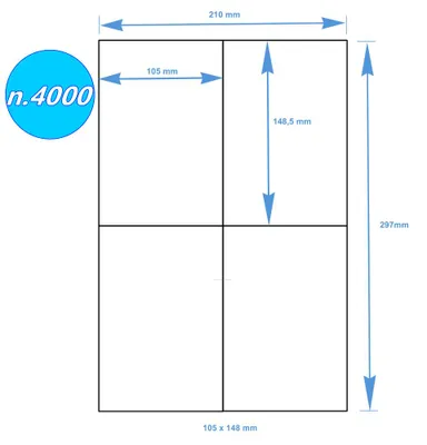 Produktbild von 4000 Versandetiketten – Selbstklebende Universal-Klebeetiketten, 105 x 148 mm