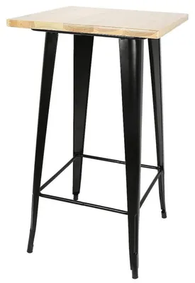 Zdjęcie produktu dla Stół barowy, drewno i metal, industrialny design, 60 x 60 x 110 cm