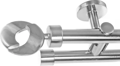 Produktbild von Gardinenstange Ø 20mm I Metall in Edelstahl Look 2-läufig Deckenbefestigung D41
