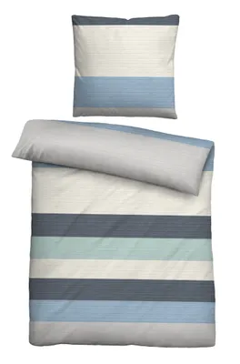 Produktbild von biberna Baumwoll-Satin Bettwäsche 0616233 QUERBALKEN color: ciel, size: 1x 155x200 cm + 1x 80x80 cm