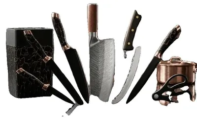 Productafbeelding van Set keukenmessen, roestvrijstalen messen, ergonomische handgrepen, 9 stuks