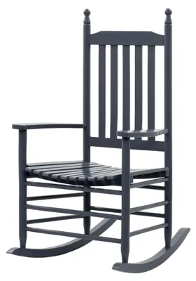 Produktbild von Schaukelstuhl aus grauem Pappelholz mit gebogenem Sitz