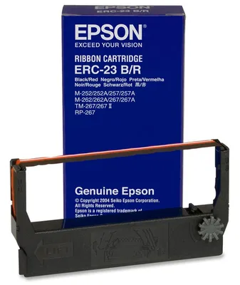 Zdjęcie produktu dla Epson Ribbon Cartridge TM-267/II,-250, -270, -280, M-260 series, black (ERC23B), Epson M-250, M-250A, M-255, M-255A, M-280, Czarny, Czarny, Chiny, Epson, 45 g
