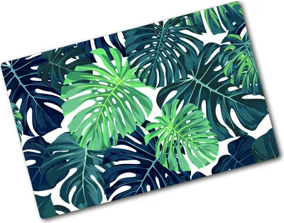 Produktbild von Tulup Glas Herdabdeckplatte - 80x52 cm - Glaskeramikkochfeld-Abdeckung Spritzschutz Glasabdeckplatte - Einteilig - Blumen & Pflanzen - Tropische Blätter - Grün