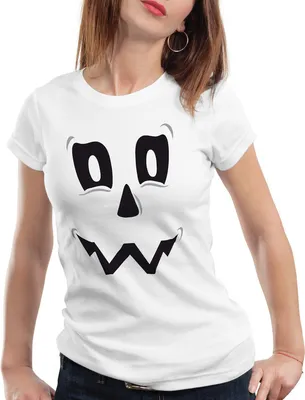 Produktbild von style3 Halloween Spuk Geist Damen T-Shirt, Farbe:Weiß, Größe:L