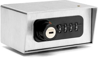 Produktbild von Sicherer Schlossschrank Code 420 M | Hochwertiger Schlossschrank mit Ziffernschloss | Einbruchhemmend | Für Außen | Kompaktes Format | Edelstahl | Silber (V2A Edelstahl)