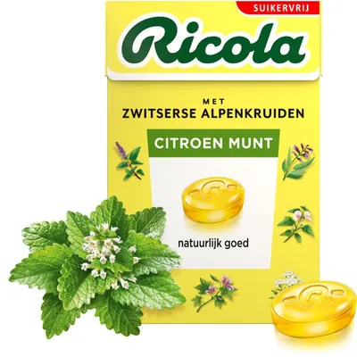 Obrázok produktu pre Ricola Citrón-mäta bez cukru, krabička (50 g)