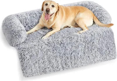 Produktbild von Hundebett Plüsch, Hundedecke Sofa, Sofaschutz Hund, Hundekissen, Größe XXL, für große Hunde, 114 x 94 x 16 cm, Ombré-Grau