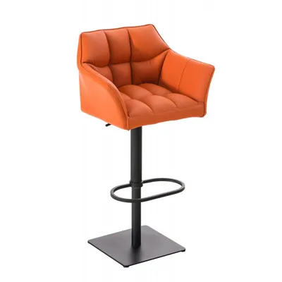 Produktbild von CLP Barhocker Damaso Kunstlederbezug drehbar stufenlos höhenverstellbar bis 240 kg | Farbe orange Gestell Farbe schwarz