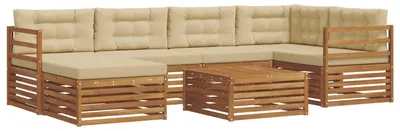 Produktbild von vidaXL Outdoor-Sofagarnitur mit Kissen 7 pcs Natur und Beige