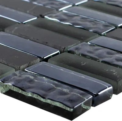 Produktbild von Glas Naturstein Mosaikfliese Mantra Schwarz