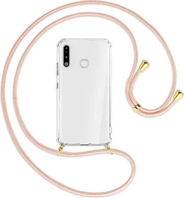 Produktbild von Handykette Backcover-Schutzhülle mit Band (Metall goldfarben) für Samsung Galaxy A70e - rose peach
