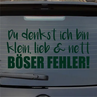 Produktbild von Heckscheibenaufkleber Denkst ich bin klein lieb nett Böser Fehler 54x54 cm Dunkelgrün Auto Aufkleber Sticker