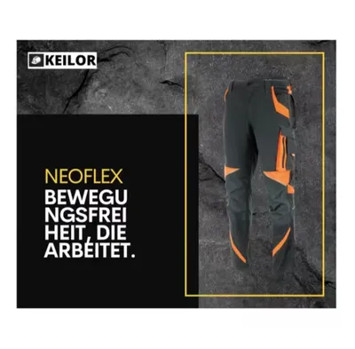 Produktbild von Herren Arbeitshose Stretch Canvas – 2-Wege Stretch, Kniepolstertaschen, reflektierende Streifen, verstärkte Knie, robuste Workwear schwarz-orange