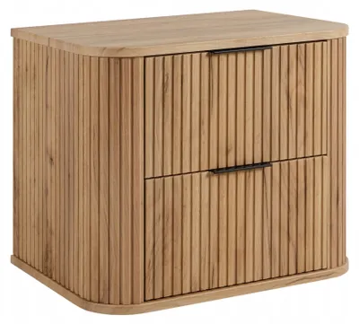 Zdjęcie produktu dla Szafka Łazienkowa Wisząca Pod Umywalkę 60 Cm Dąb Ryflowane Fronty Elesan