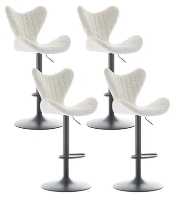 Produktbild von Barhocker 4er Set Chenille höhenverstellbar mit Fußstütze und Lehne Haferdrink