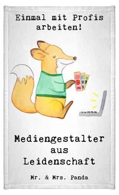 Produktbild von Mr. & Mrs. Panda Handtuch Mediengestalter Leidenschaft - Weiß - Geschenk, Lustig, baumwolle, Klein, Grafiker, Designer, Design, Kleines, Spruch, Grafikdesigner, gäste wc