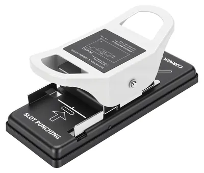 Obrázek produktu pro Dvojitá děrovačka R5 s zaoblenými rohy a ruční děrovačkou na průkazy 3 x 13 mm pro domácnost, školu a kancelář