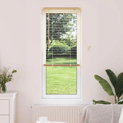 Produktbild von Möbel Venetianer Jalousie - elegante Design - für Bad und Küche - Hellbraun mit Muster 150x50cm PVC - Rollos Best2708703