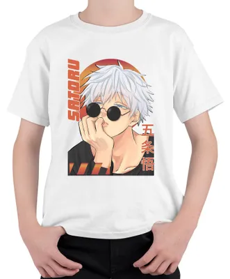 Produktbild von Gojo Satoru Jujutsu Kaisen Anime Sonnenbrille Weißhaar Geschenk Kinder T-Shirt, Weiß, 128