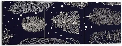 Produktbild von Bild auf Leinwand - Leinwandbild - 3 Teile - Federn Grafiken Gliederung - 150x50cm - Wand Bild - Wanddeko - Wandbilder - Leinwanddruck - Bilder - Wanddekoration - Leinwand bilder - CA150x50-4244