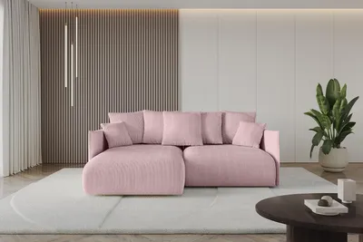 Produktbild von ALTDECOR Ecksofa mit Schlaffunktion und Bettkasten ONESK-L 216x177x72 cm Rosa - Corner Sofa Eckcouch Couch L-Form angeordnet Schlafcouch Ausziehbar Wohnlandschaft