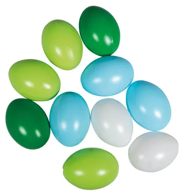 Produktbild von Plastikeier 6cm 10 Stück blau/grün, Bastelbedarf, Ostern, Dekoration