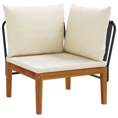 Produktbild von vidaXL Garten-Ecksofa mit Kissen Massives Akazienholz & Seil Natur