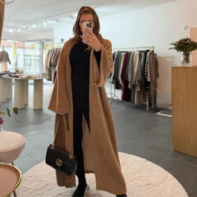 Produktbild von Mantel Langer "Olivia" Beige, für Damen Mantel, Herbst & Winter Mantel Super weicher Winterjacke, Frauen Mäntel mit separatem Gurt zum binden
