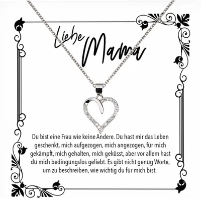 Produktbild von 22Feels Echt Silber Halskette - Liebe Mama Geschenk Geburtstag Muttertag Mutter Schmuck Set für Frauen - Herz Anhänger, Karte