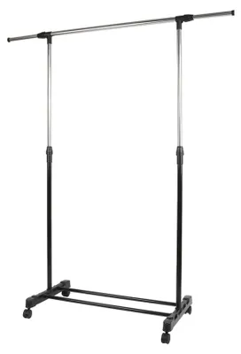 Image de Porte-vêtements robuste, portant à vêtements réglable, portant à vêtements sur roulettes, tube en acier inoxydable