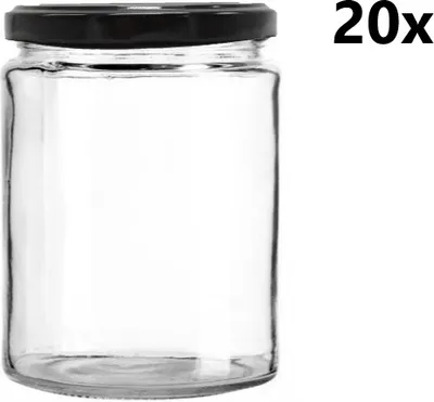 Obrázok produktu pre Nádoba na varenie 540 ml Valce číre 20 ks VČETNE ČIERNYCH LIPOV, Počet kusov v balení: 20