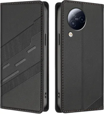Image de Etui pour Xiaomi Civi 3, étui en cuirPolyuréthaneavec fente pour cartes et fonction stand Schwarz