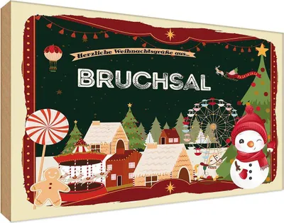 Produktbild von vianmo Holzschild 12x18 cm Weihnachten BRUCHSAL