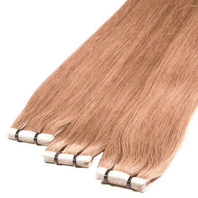 Produktbild von hair2heart Premium Tape Extensions Echthaar glatt - 10 Tapes 2.5g 50cm 8/01 hellblond natur-asch