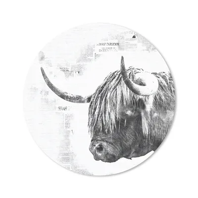 Produktbild von MuchoWow® Mauspad Mousepad Schottischer Highlander - Abstrakt - Schwarz - Weiß 50x50 cm - Mousepads - Maus Mat - Pad - Mausunterlage - Vinyl