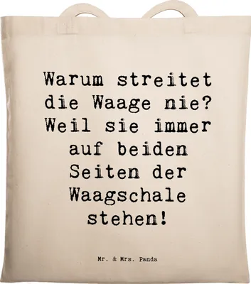 Produktbild von Mr. & Mrs. Panda Shopping Tasche Spruch Waage Harmonie - Transparent - Geschenk, Laptoptasche, Diplomatie, Horoskop, Sternzeichen, Geschenke, Astrologie, Luftzeichen