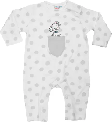 Produktbild von Disney 101 Dalmatiner Overall für Babys Strampler Einteiler Schlafstrampler Langarm Unisex Weiß, Größe:74-80