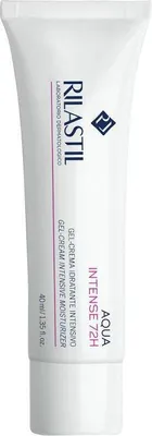 A white tube of Rilastil AQUA INTENSE 72H intensive moisturizer.