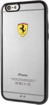 Produktbild von Ferrari Hardcase FEHCP6BK iPhone 6/6S Rennschild transparent schwarz Handyhülle