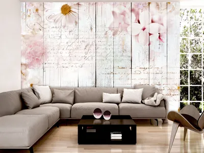 Produktbild von Vlies Fototapete Blumen 400x280 cm Tapeten Wandtapete XXL Holzoptik Vintage Bretter b-C-0797-a-a