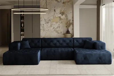 Zdjęcie produktu dla Sofa w kształcie U LUX narożnik tkanina Whisper niebieski
