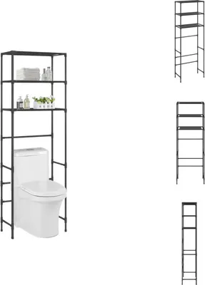 Image de vidaXL Étagère de toilette 3 étagères Noir 53x28x169 cm - porte-serviettes